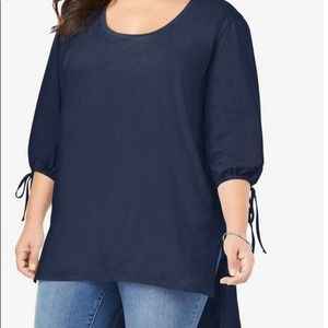 Roaman’s Tie-Sleeve Tunic 22/24 Navy